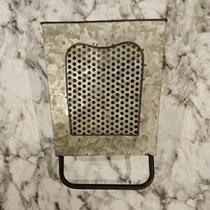 Vintage Rustic Metal Wall Box Organizer Holder with Perforated Front and Handle